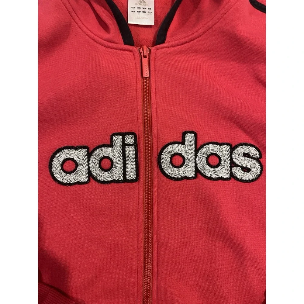 Vintage‎ 3 Strips Label ADIDAS Embroidered Zippered Hooded Sweatshirt Mens 2XL